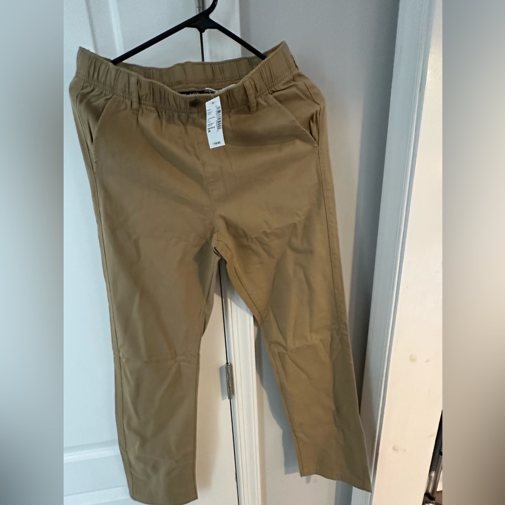 Boys khaki elastic waist pants